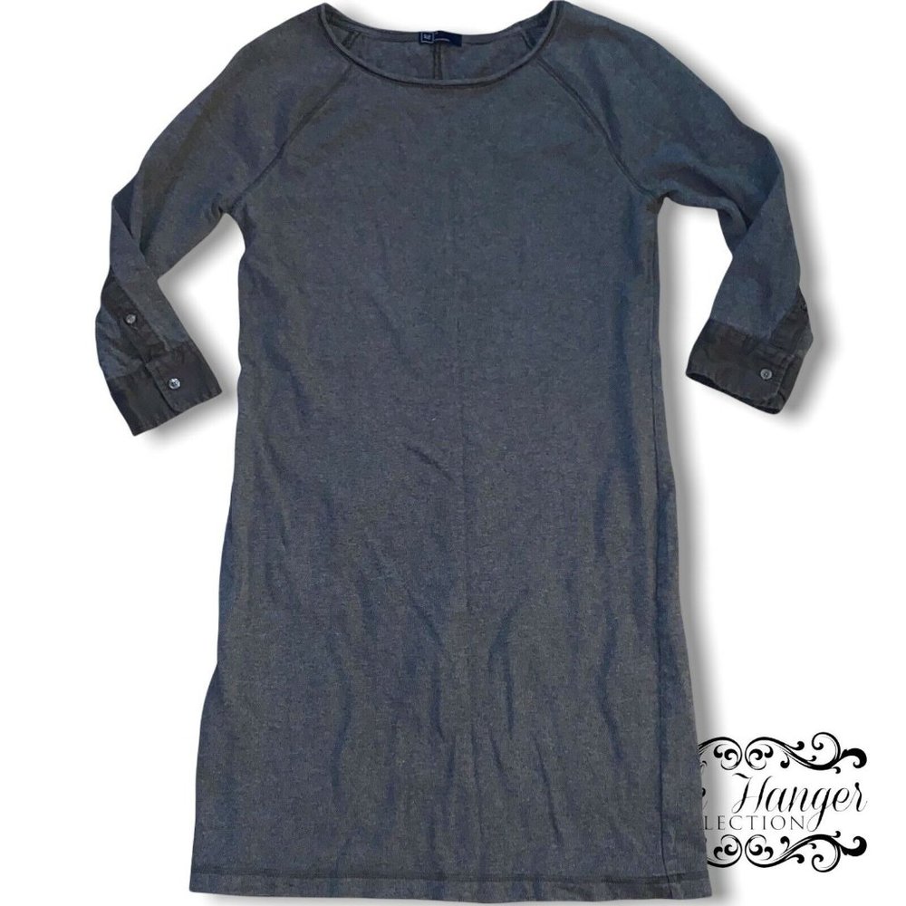 gap womens gray sweater dress casual size XS 3/4 sleeve EUC